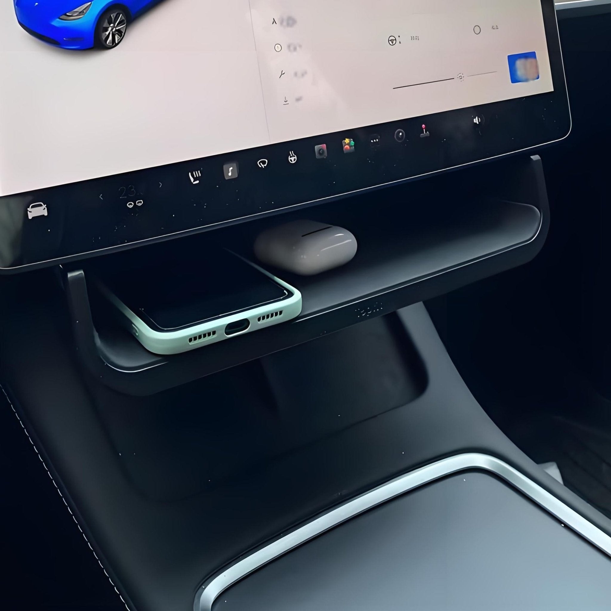 Tesla Model 3 & Model Y Under Screen Storage Box | Hidden Console Organizer