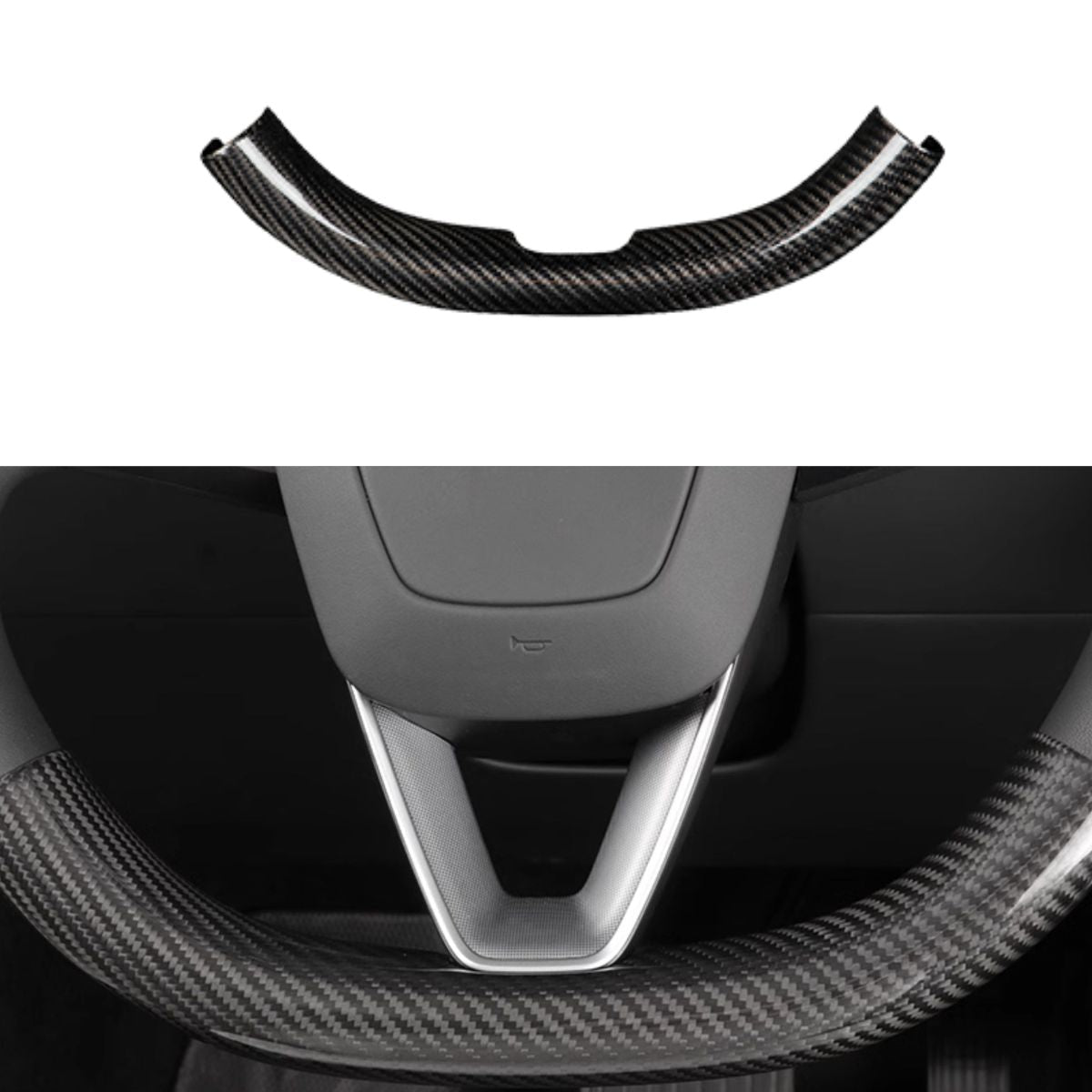 Upper / Lower Steering Wheel Trim for Tesla Model 3 / Y | Carbon Fiber Interior - Tesevo