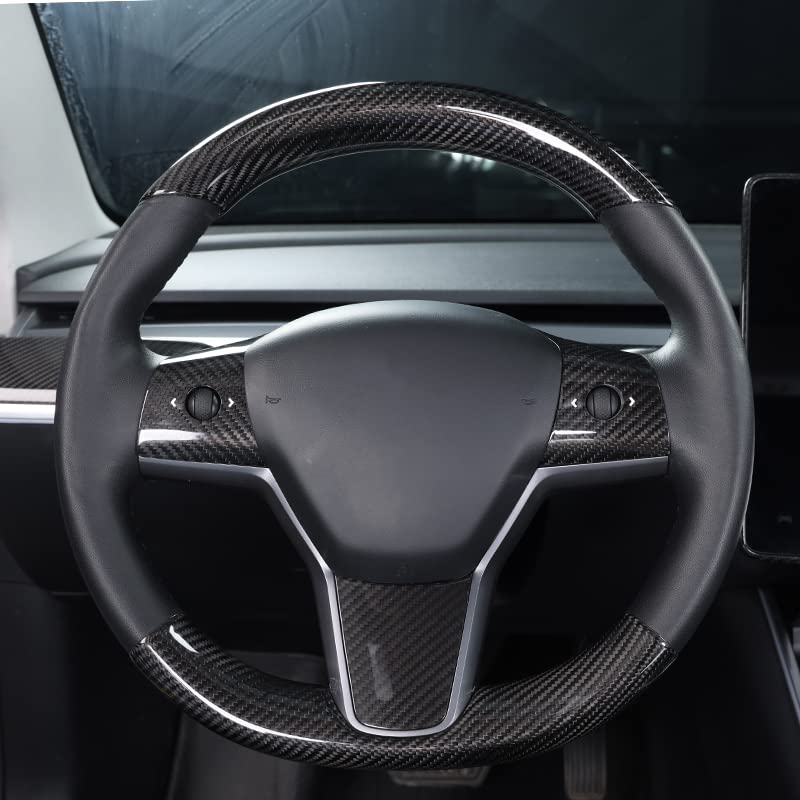 Upper / Lower Steering Wheel Trim for Tesla Model 3 / Y | Carbon Fiber Interior - Tesevo