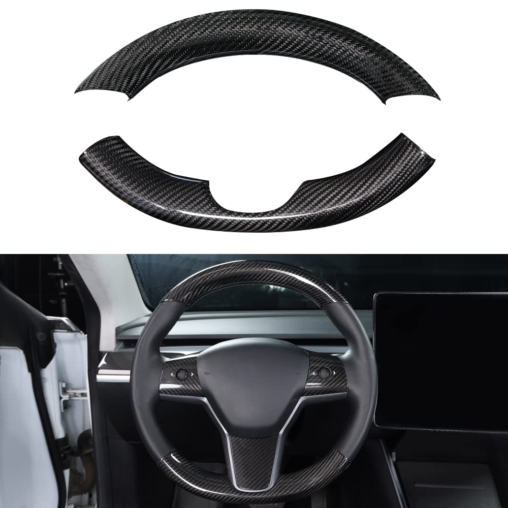 Upper / Lower Steering Wheel Trim for Tesla Model 3 / Y | Carbon Fiber Interior - Tesevo