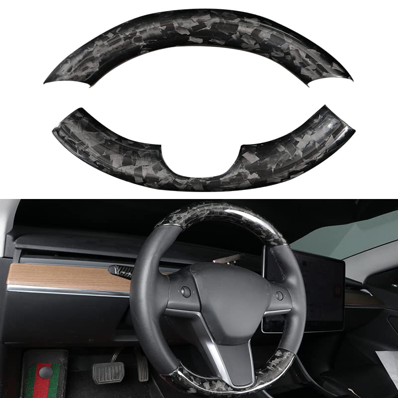 Upper / Lower Steering Wheel Trim for Tesla Model 3 / Y | Carbon Fiber Interior - Tesevo