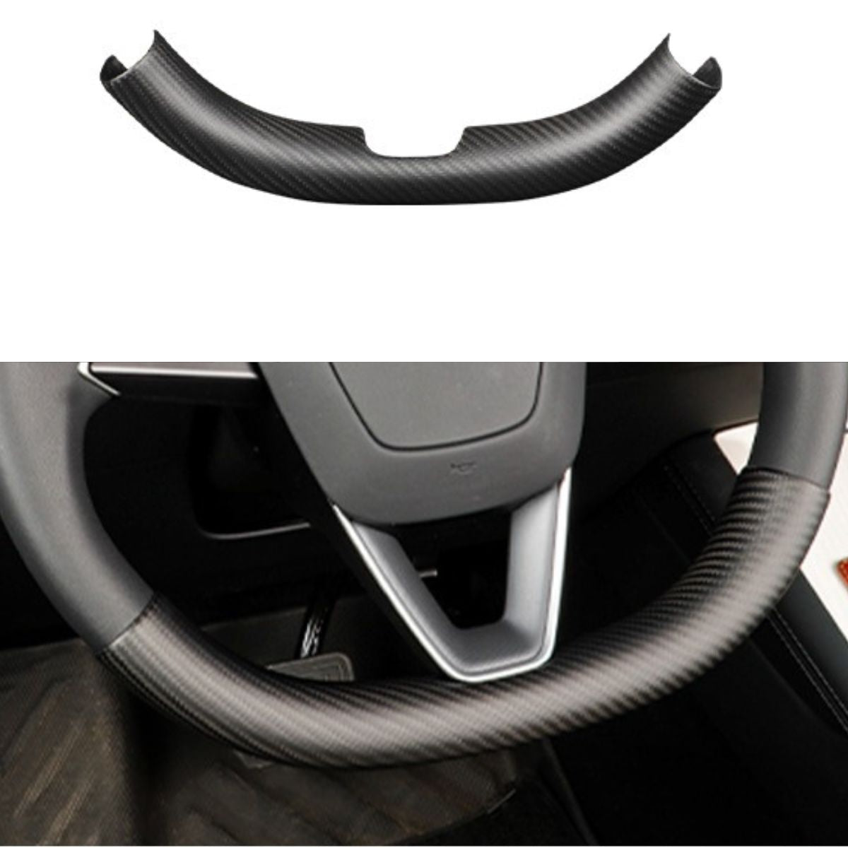 Upper / Lower Steering Wheel Trim for Tesla Model 3 / Y | Carbon Fiber Interior - Tesevo