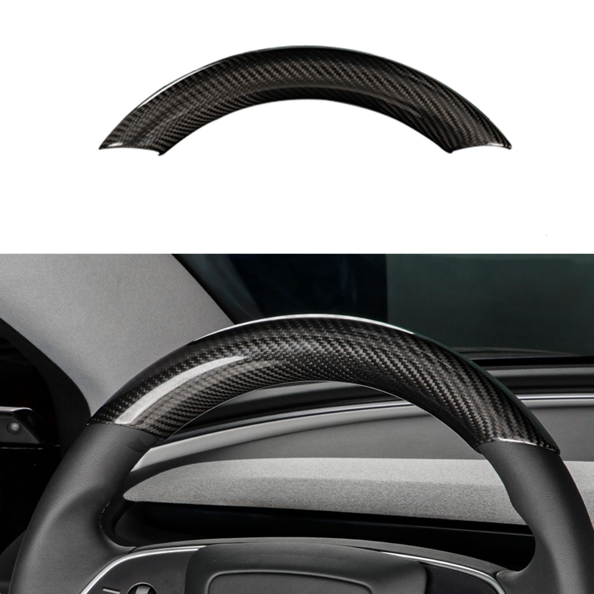 Upper / Lower Steering Wheel Trim for Tesla Model 3 / Y | Carbon Fiber Interior - Tesevo