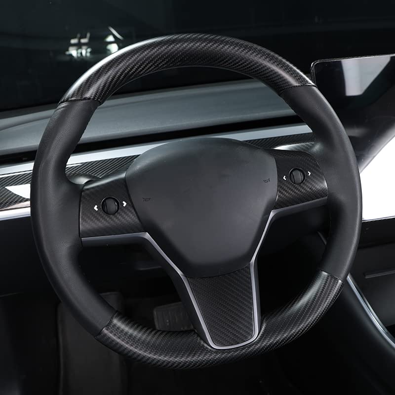 Upper / Lower Steering Wheel Trim for Tesla Model 3 / Y | Carbon Fiber Interior - Tesevo
