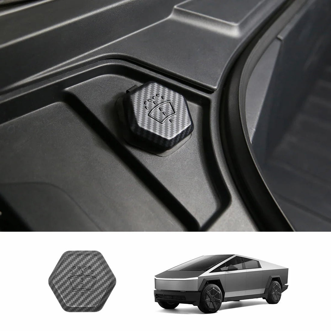 TESEVO Cybertruck windshield washer fluid filler cap trim cover